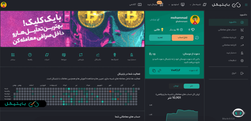 صفحه داشبورد کاربری